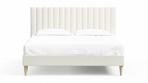 Lit Adulte X En Tissu Boucl Beige Avec T Te De Lit Matelass E